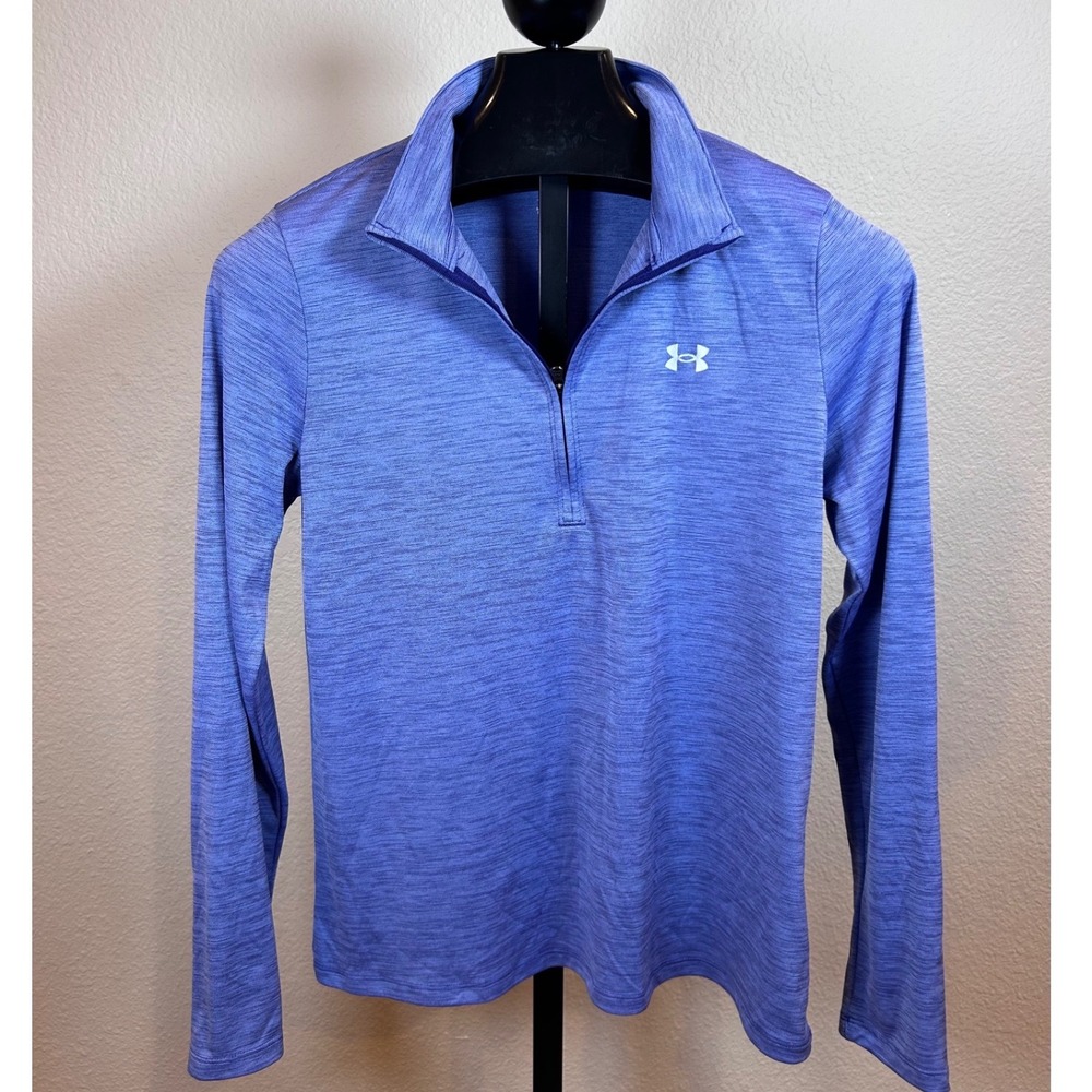 Under Armour Women Tech Twist 1/4 Zip Pullover Blue Heather Medium Loose Fit